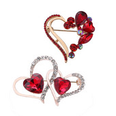 Crveni vještački dijamant Ljubavni broševi u obliku srca za žene Muškarci Klasična zabava za Valentinovo Ležerni broš Igla Štipaljke za odjeću Pokloni