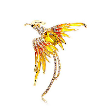 Нови кристални брошки с птица Феникс за жени, мъже, емайлирани летяща птица, метални игли за ревери, чар, значка със страз, бижута, подаръци