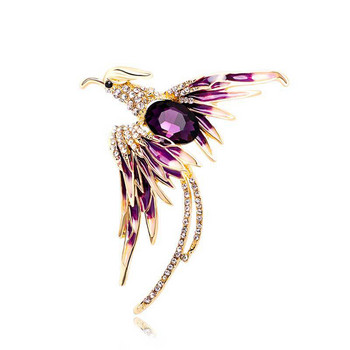 Νέες καρφίτσες πουλιών Crystal Phoenix για γυναίκες Ανδρικά σμάλτο Flying Bird Μεταλλικές καρφίτσες πέτου Charm Rhinestone Badge Δώρα κοσμημάτων