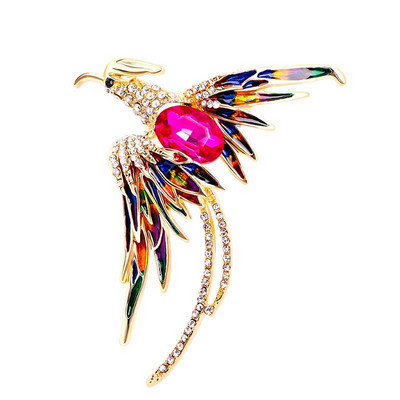 Naujos Crystal Phoenix paukščių sagės moterims vyrams emalio skraidantis paukštis metaliniai atvartų segtukai žavūs kalnų krištoliniai ženkleliai papuošalai dovanos