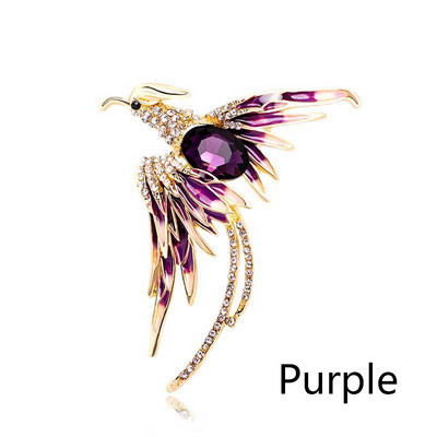 Νέες καρφίτσες πουλιών Crystal Phoenix για γυναίκες Ανδρικά σμάλτο Flying Bird Μεταλλικές καρφίτσες πέτου Charm Rhinestone Badge Δώρα κοσμημάτων