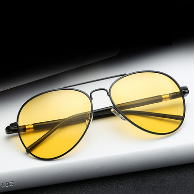 Мъжки поляризирани слънчеви очила Черни рамки Очила за нощно виждане Луксозни шофьорски очила Винтидж черни пилотски слънчеви очила UV400