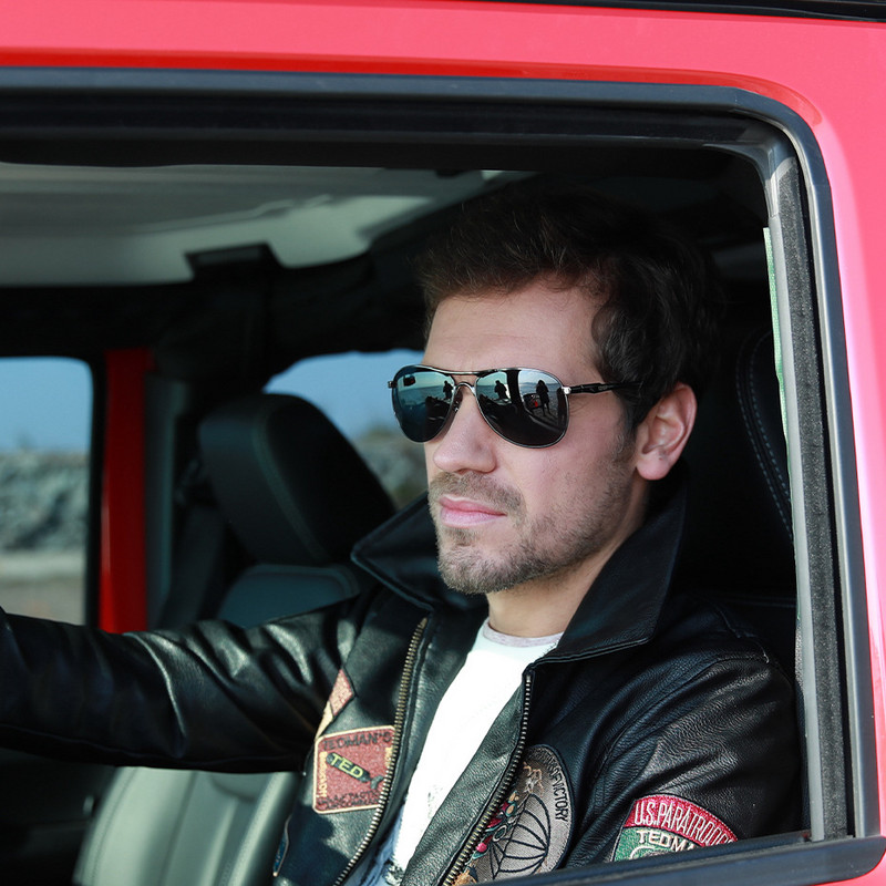 Vyriški poliarizuoti akiniai nuo saulės juodi rėmeliai naktinio matymo akiniai Prabangūs vairuotojo akiniai vintažiniai juodi pilotiniai akiniai nuo saulės UV400