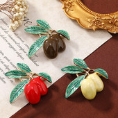 Νέες μωβ Κόκκινες Ελιές Καρφίτσες με σμάλτο Γυναικείες Ανδρικές Αλουμίνιο Φυτό Μπουκέτο Πάρτι Μεταλλικό κορσάζ Καρφίτσες Καρφίτσες Ρούχα Κοσμήματα