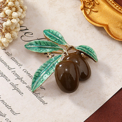 Νέες μωβ Κόκκινες Ελιές Καρφίτσες με σμάλτο Γυναικείες Ανδρικές Αλουμίνιο Φυτό Μπουκέτο Πάρτι Μεταλλικό κορσάζ Καρφίτσες Καρφίτσες Ρούχα Κοσμήματα