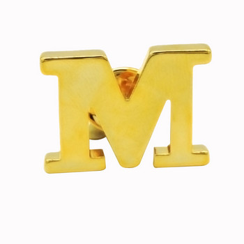 Модна брошка азбука от AZ Жени Мъжки значки Златен цвят Начална буква Ревер Метални игли Мъжки аксесоари Бижута Коледен подарък