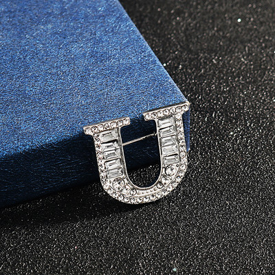 Novi inicijali A do Z 26 slova Igla Srebrna boja Kristalna engleska abeceda Muško odijelo Bedž Broš na rever Žene Muškarci Nakit za zabave