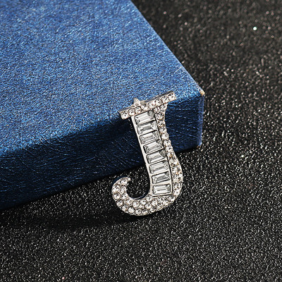 Novi inicijali A do Z 26 slova Igla Srebrna boja Kristalna engleska abeceda Muško odijelo Bedž Broš na rever Žene Muškarci Nakit za zabave