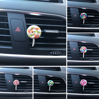 Симулация Rainbow Lollipop Автомобилен парфюм Освежител за въздух Смола Пластмаса Цветен Lollipop Модел Сладки автомобилни аксесоари Интериор Жена