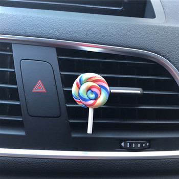 Симулация Rainbow Lollipop Автомобилен парфюм Освежител за въздух Смола Пластмаса Цветен Lollipop Модел Сладки автомобилни аксесоари Интериор Жена