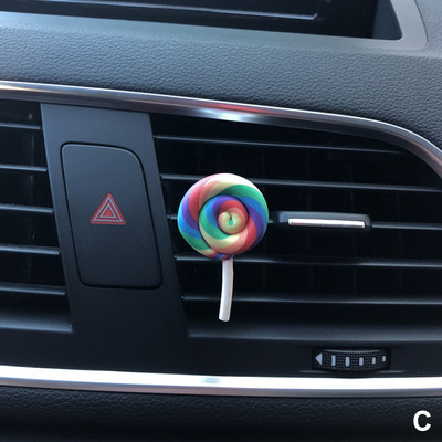 Simulatsioon Rainbow Lollipop auto parfüüm õhuvärskendaja vaik plastik värviline pulgakomm mudel armas autotarvikud interjöör naine