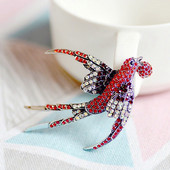 Mados kregždės paukštis Kalnų krištolas sagė Gražios sagės smeigtukai moterims Spalvingi krištoliniai segtukai skarelei puokštė Papuošalai