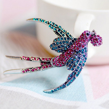 Модна лястовица птица Брошка със стрази Красиви брошки Игла за жени Цветни кристални игли за шал Букет бижута