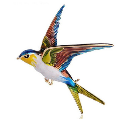 Mados kregždės paukštis Kalnų krištolas sagė Gražios sagės smeigtukai moterims Spalvingi krištoliniai segtukai skarelei puokštė Papuošalai