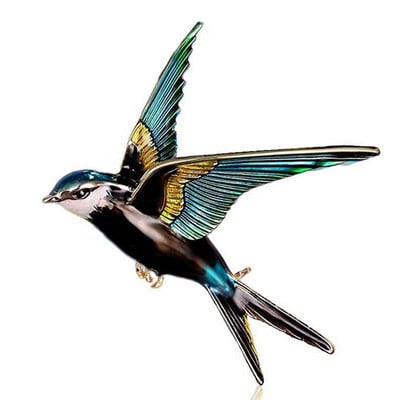 Mados kregždės paukštis Kalnų krištolas sagė Gražios sagės smeigtukai moterims Spalvingi krištoliniai segtukai skarelei puokštė Papuošalai