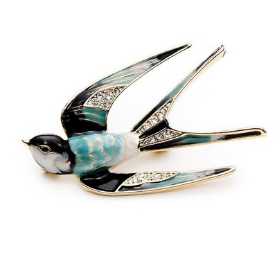 Mados kregždės paukštis Kalnų krištolas sagė Gražios sagės smeigtukai moterims Spalvingi krištoliniai segtukai skarelei puokštė Papuošalai