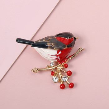 Многоцветни игли за брошки за птици Емайлирани животни Дамски брошки Бижута от кристали Шал Костюм Значки Новогодишен коледен подарък