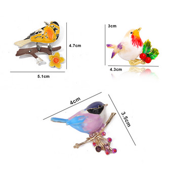 Многоцветни игли за брошки за птици Емайлирани животни Дамски брошки Бижута от кристали Шал Костюм Значки Новогодишен коледен подарък