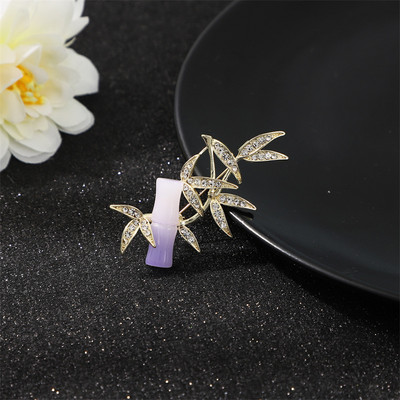 Novi zeleni broševi od bambusa Rhinestone Trendy emajl igla za žene muškarce ovratnik šal kopča metalne značke dodaci nakit darovi