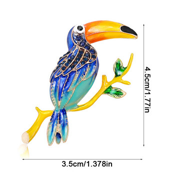 Νέες καρφίτσες Parrot Bird για Γυναικείες Vintage Καρφίτσα από σμάλτο Μεγάλη Καρφίτσα από Rhinestone Bird Animal Badge Corsage