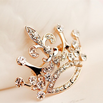 Hot Fashion Charm Crystal Crown Brooch Ретро Голяма кралска брошка Брошка със стрази Женски бижута Сватбен корсаж Ръчно изработен