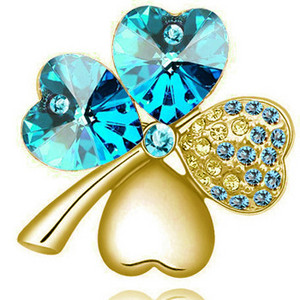 nauja Hotsales gamykla Didmeninė prekyba Aukso spalvos Austrijos krištoliniai keturių lapų dobilai Sagės moteriški aksesuarai madingi papuošalai 9554