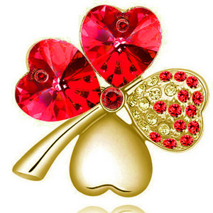 nauja Hotsales gamykla Didmeninė prekyba Aukso spalvos Austrijos krištoliniai keturių lapų dobilai Sagės moteriški aksesuarai madingi papuošalai 9554