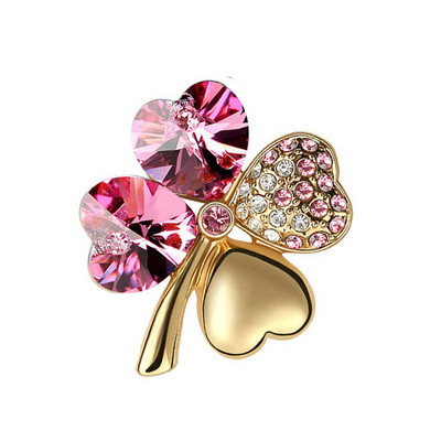 nauja Hotsales gamykla Didmeninė prekyba Aukso spalvos Austrijos krištoliniai keturių lapų dobilai Sagės moteriški aksesuarai madingi papuošalai 9554