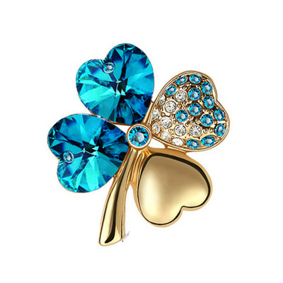 nauja Hotsales gamykla Didmeninė prekyba Aukso spalvos Austrijos krištoliniai keturių lapų dobilai Sagės moteriški aksesuarai madingi papuošalai 9554