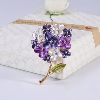 Νέες καρφίτσες από σμάλτο λουλουδιών ορτανσίας για γυναίκες Μπουκέτο λουλούδι Γυναικείο πουλόβερ γιακάς καρφίτσας καρφίτσας πέτο Δώρο κοσμήματος γάμου