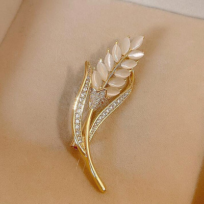 Novi broš od kristalnog pšeničnog klasja za žene, muškarce, vjenčanja, cvjetni ovratnik, igle, modni šal, kopča, nakit za zabave