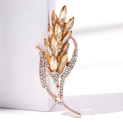 Novi broš od kristalnog pšeničnog klasja za žene, muškarce, vjenčanja, cvjetni ovratnik, igle, modni šal, kopča, nakit za zabave