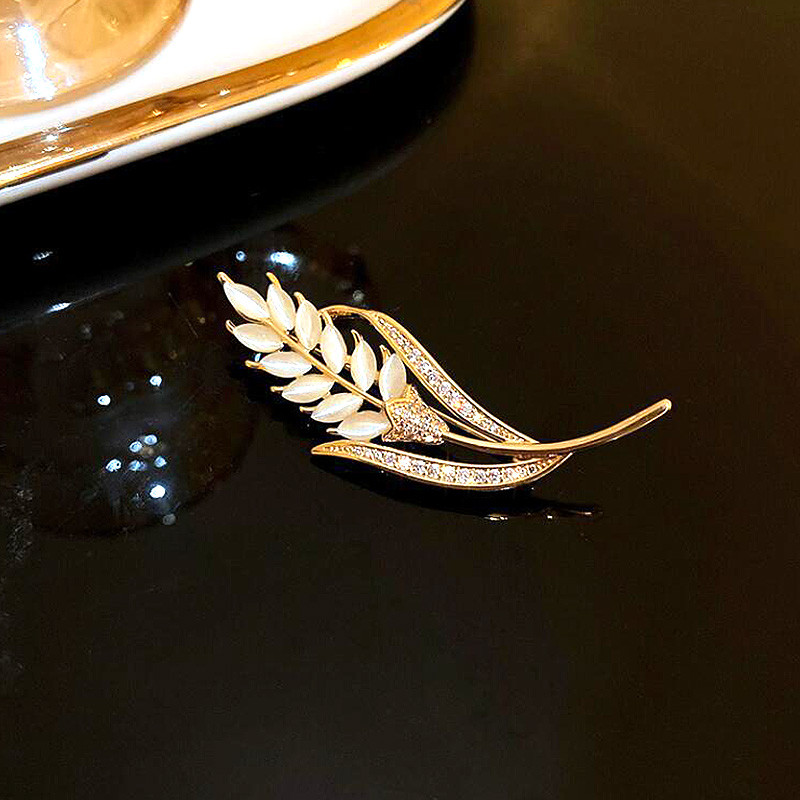 Novi broš od kristalnog pšeničnog klasja za žene, muškarce, vjenčanja, cvjetni ovratnik, igle, modni šal, kopča, nakit za zabave