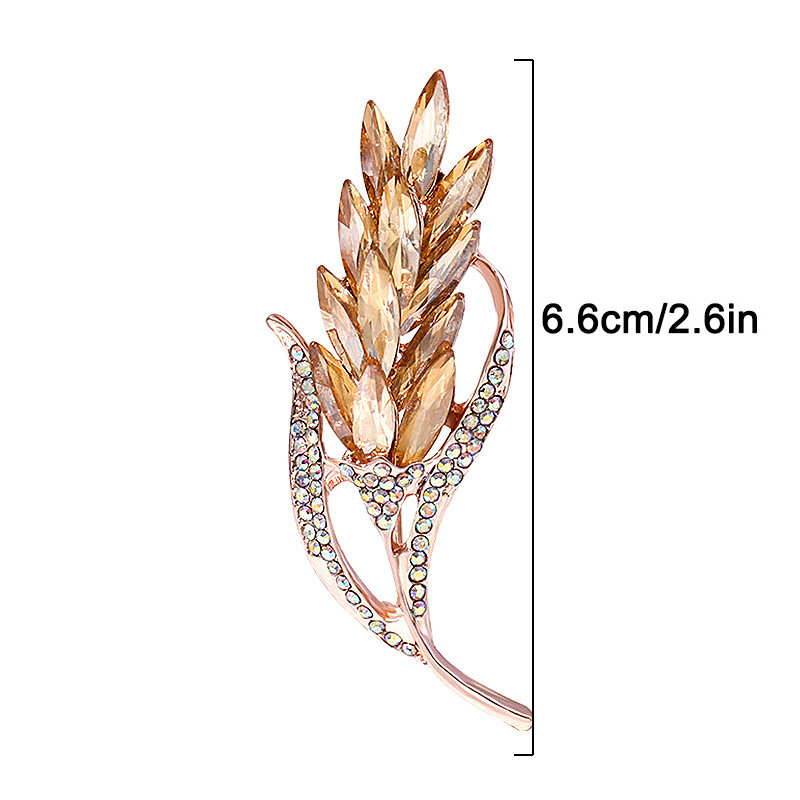 Novi broš od kristalnog pšeničnog klasja za žene, muškarce, vjenčanja, cvjetni ovratnik, igle, modni šal, kopča, nakit za zabave