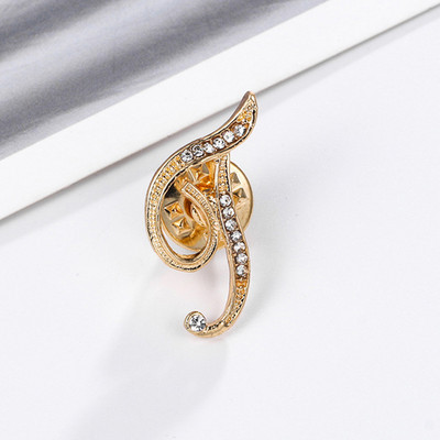 Uued Rhinestone`i kristallist prossid kullavärvi 26 inglise kirjaga revääridega särk Kleit rinnamärk Moeehted naistele Aksessuaarid