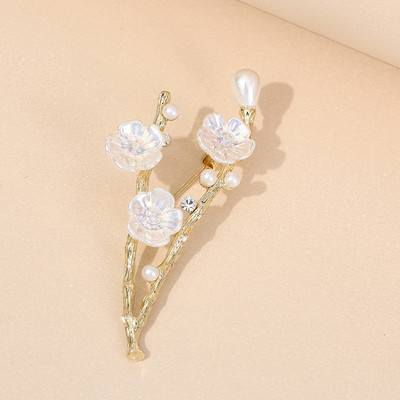 Novi prirodni broševi u obliku cvijeta šljive Igle za žene Vintage biserni cvijet igle za revere Značka sa vještačkim dijamantom Kaput Vjenčani nakit Pokloni