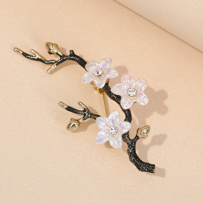 Novi prirodni broševi u obliku cvijeta šljive Igle za žene Vintage biserni cvijet igle za revere Značka sa vještačkim dijamantom Kaput Vjenčani nakit Pokloni