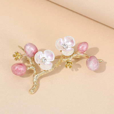 Novi prirodni broševi u obliku cvijeta šljive Igle za žene Vintage biserni cvijet igle za revere Značka sa vještačkim dijamantom Kaput Vjenčani nakit Pokloni