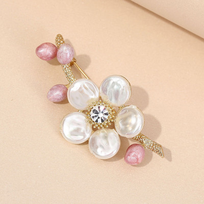 Novi prirodni broševi u obliku cvijeta šljive Igle za žene Vintage biserni cvijet igle za revere Značka sa vještačkim dijamantom Kaput Vjenčani nakit Pokloni