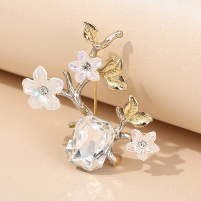 Novi prirodni broševi u obliku cvijeta šljive Igle za žene Vintage biserni cvijet igle za revere Značka sa vještačkim dijamantom Kaput Vjenčani nakit Pokloni