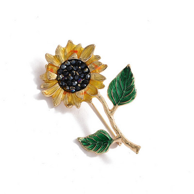 Naujas Kalnų krištolinio akmens perlų sagės segtukas moterims Elegantiškas saulėgrąžų rožių sagtis, moteriška korsažo suknelė, drabužiai, ženklelis, kostiumas, skara.