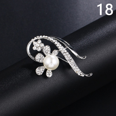 Μόδα κράμα μαργαριτάρι καρφίτσα στρας Γυναικεία κομψά ρούχα Κασκόλ Κασκόλ Καρφίτσες πόρπης Κοσμήματα στρογγυλή ανθοδέσμη Καρφίτσα καρφίτσα