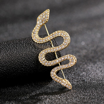 Винтидж игла за брошка със змия Златен цвят Преувеличена емайлирана значка с животни Игли за ревери за палто Жени Мъже Парти Сватбени бижута Подаръци