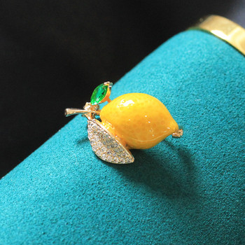 Емайлирани брошки с жълт лимон за жени Сватбено парти Оранжеви каузални брошки Игли Подаръци