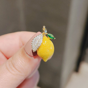 Емайлирани брошки с жълт лимон за жени Сватбено парти Оранжеви каузални брошки Игли Подаръци