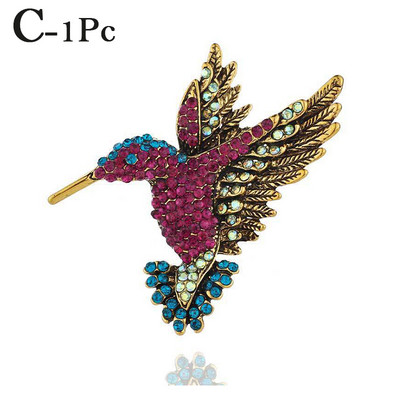 Broșă pentru animale pentru femei, broșă colorată cu strasuri, colibri, accesorii pentru îmbrăcăminte de modă, haină de petrecere, eșarfă, bijuterii