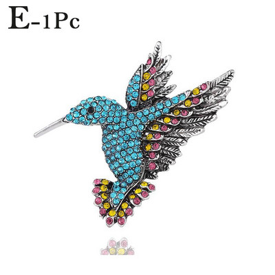 Broșă pentru animale pentru femei, broșă colorată cu strasuri, colibri, accesorii pentru îmbrăcăminte de modă, haină de petrecere, eșarfă, bijuterii