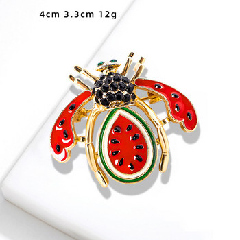Shmik Fruit Enmale Bee Brooch Pin For Women Men Cute Exquisite Insect Series Metal Badges Crystal Exquisite Corsage Accessories
