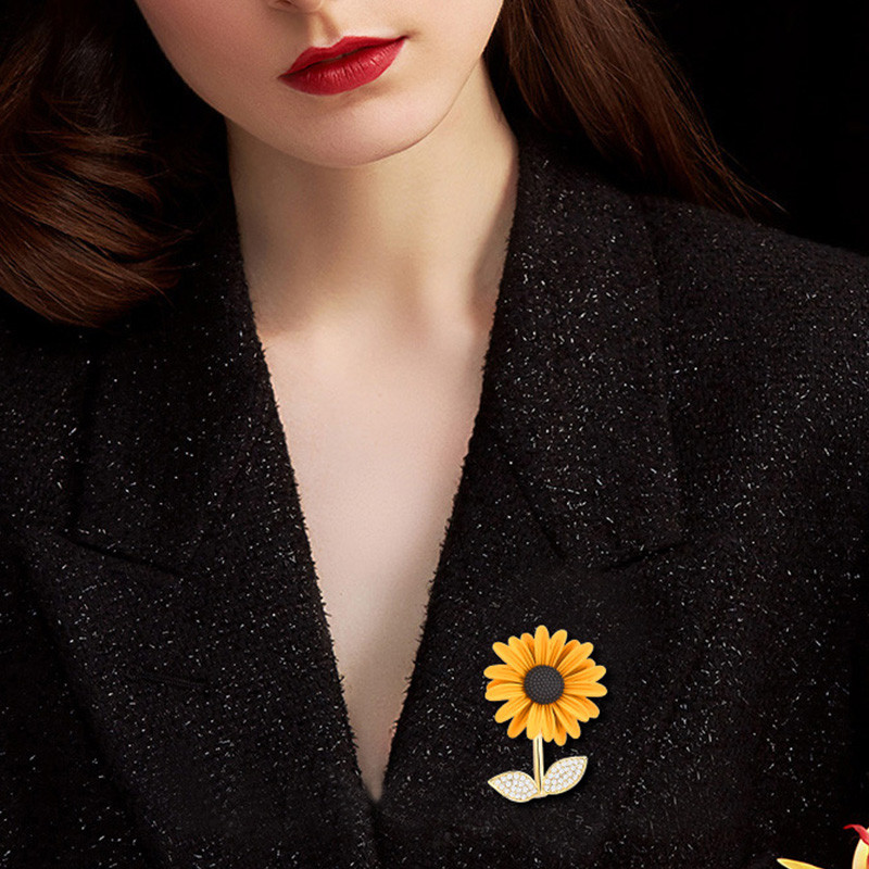Novi suncokret emajl broš vještački dijamant Tratinčica cvijet biljka broš pribadače žene djevojke rever igle odjeća dodaci poklon nakit
