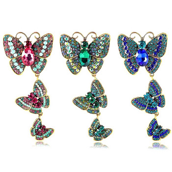 Нови брошки с пеперуди със стрази за жени Винтидж пеперуди с насекоми Парти Ежедневни брошки Игли за ревери Значка Бижута Подаръци